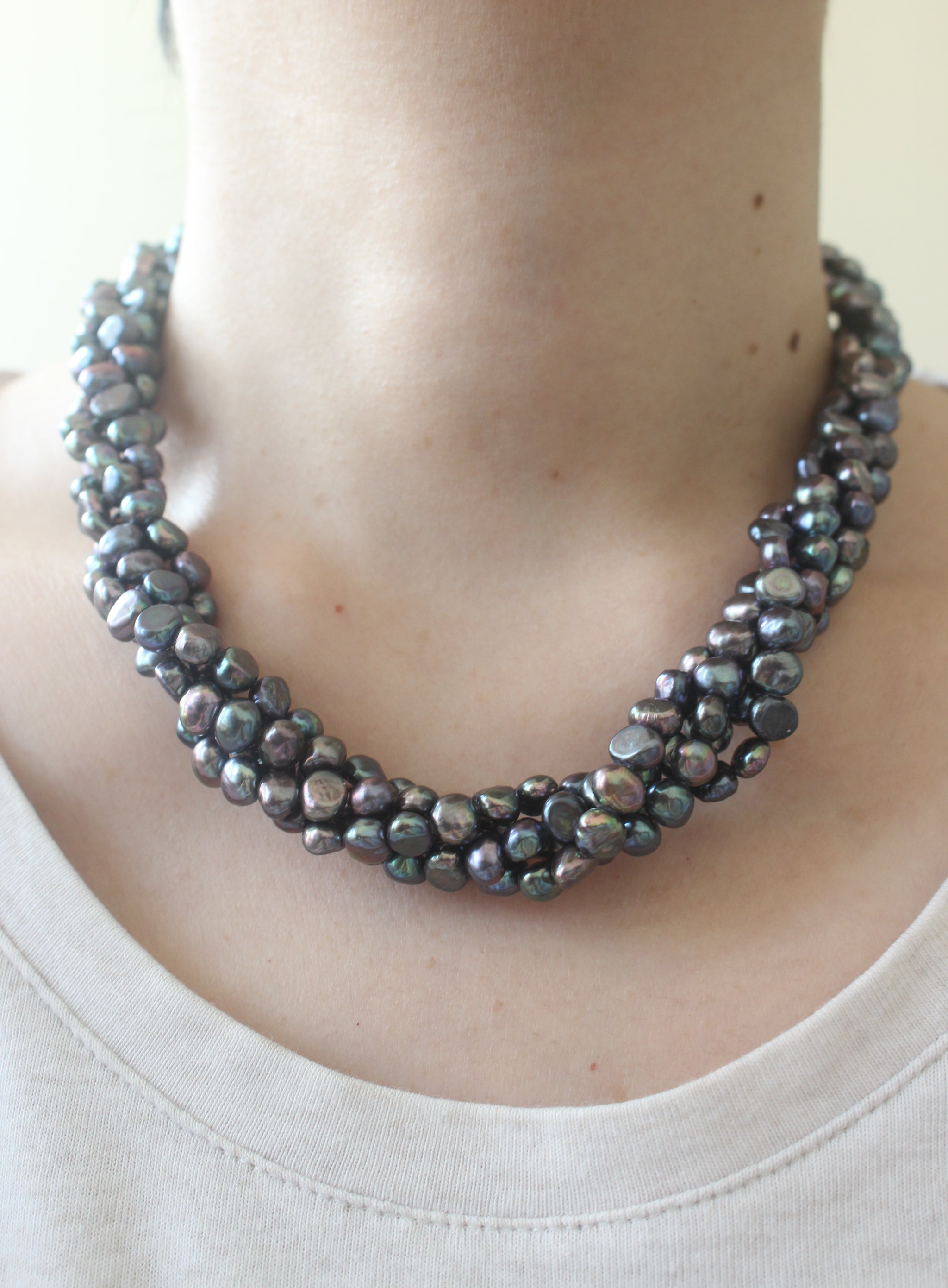 Dyed Black Freshwater Pearl Multi Layered Necklace