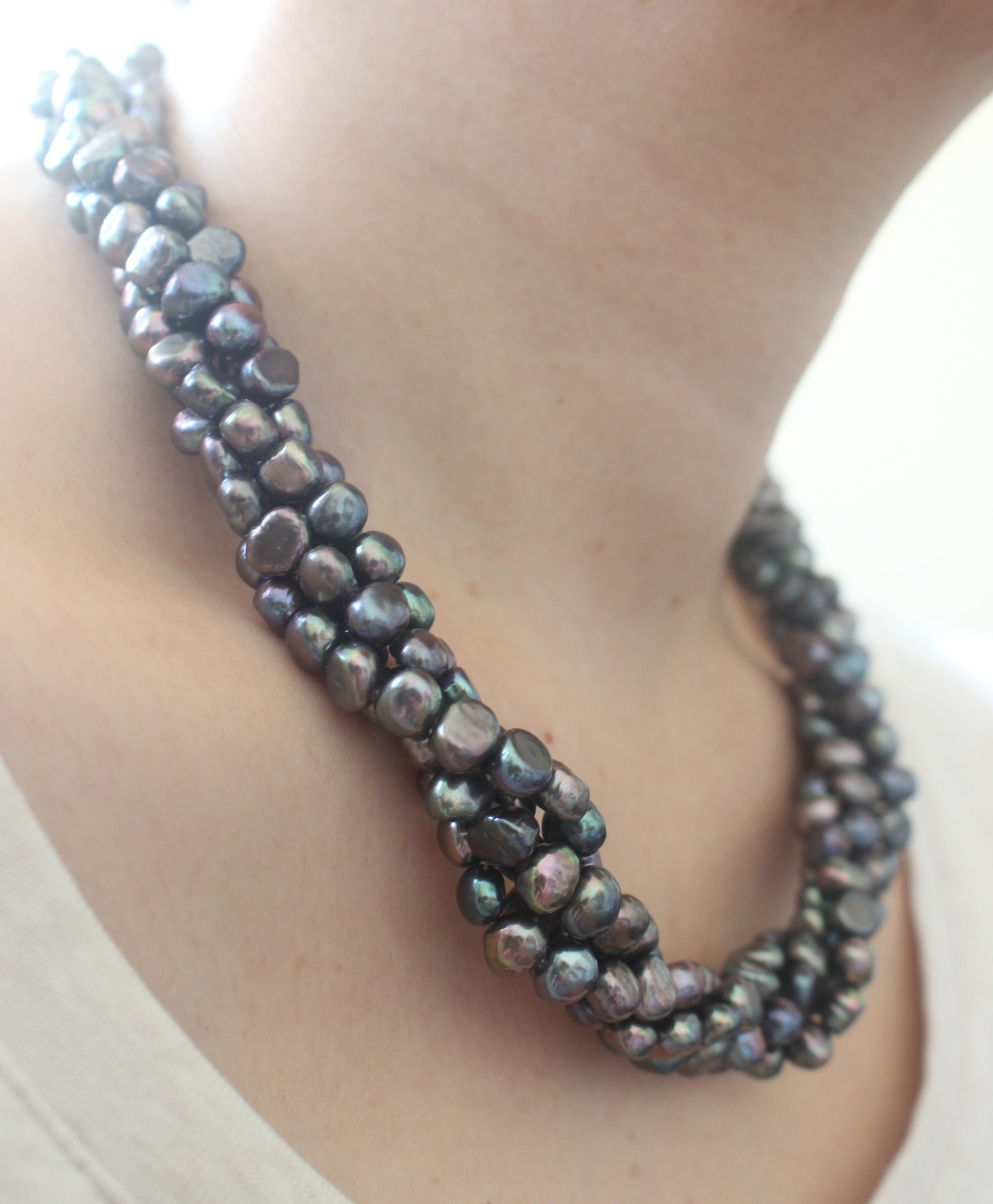 Dyed Black Freshwater Pearl Multi Layered Necklace