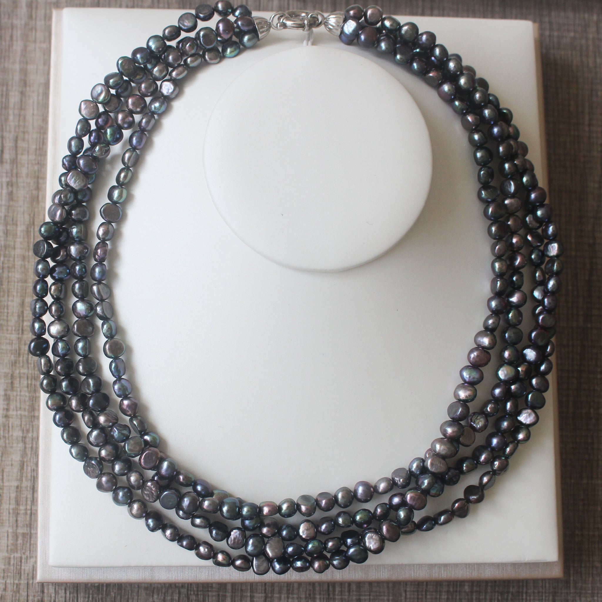 Dyed Black Freshwater Pearl Multi Layered Necklace