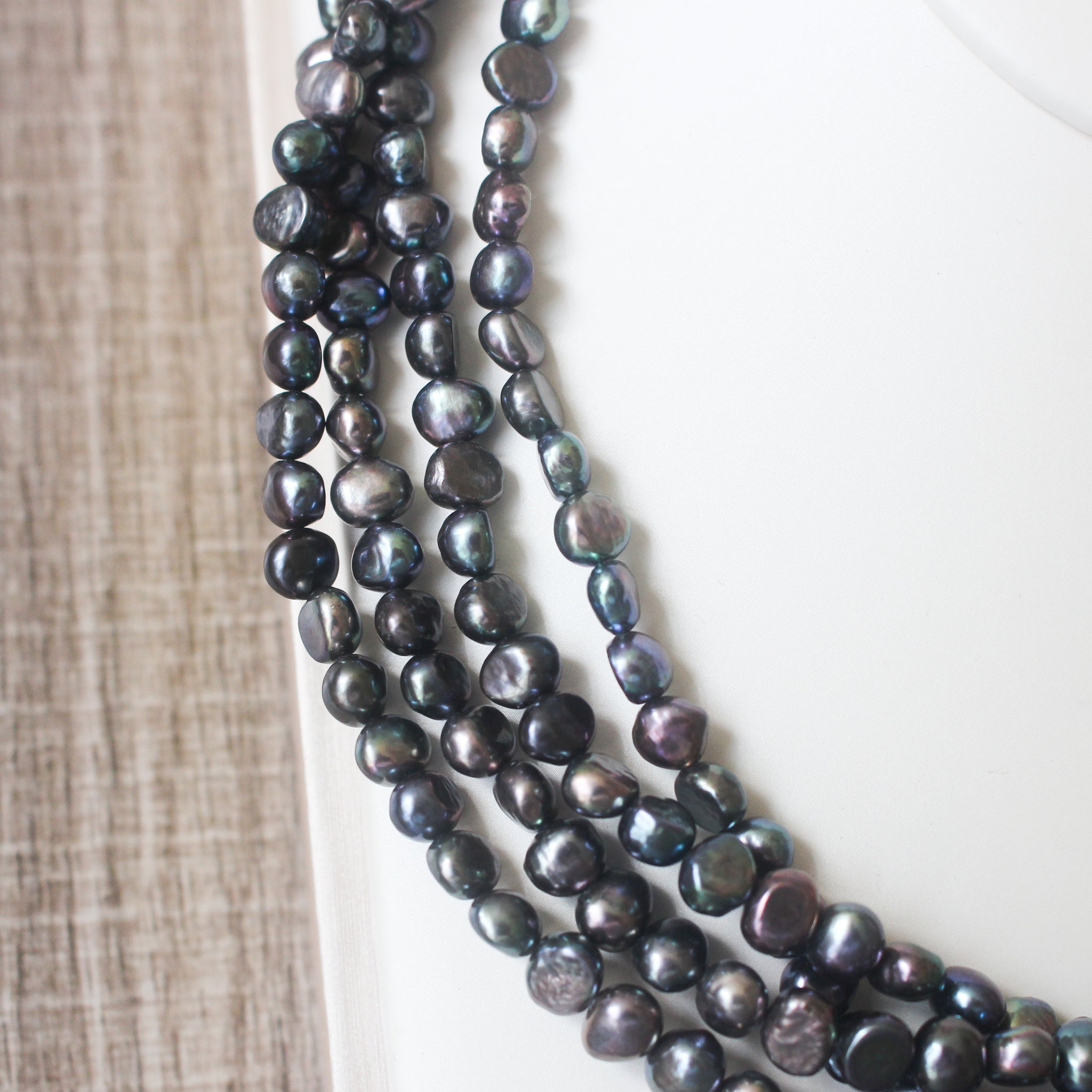 Dyed Black Freshwater Pearl Multi Layered Necklace