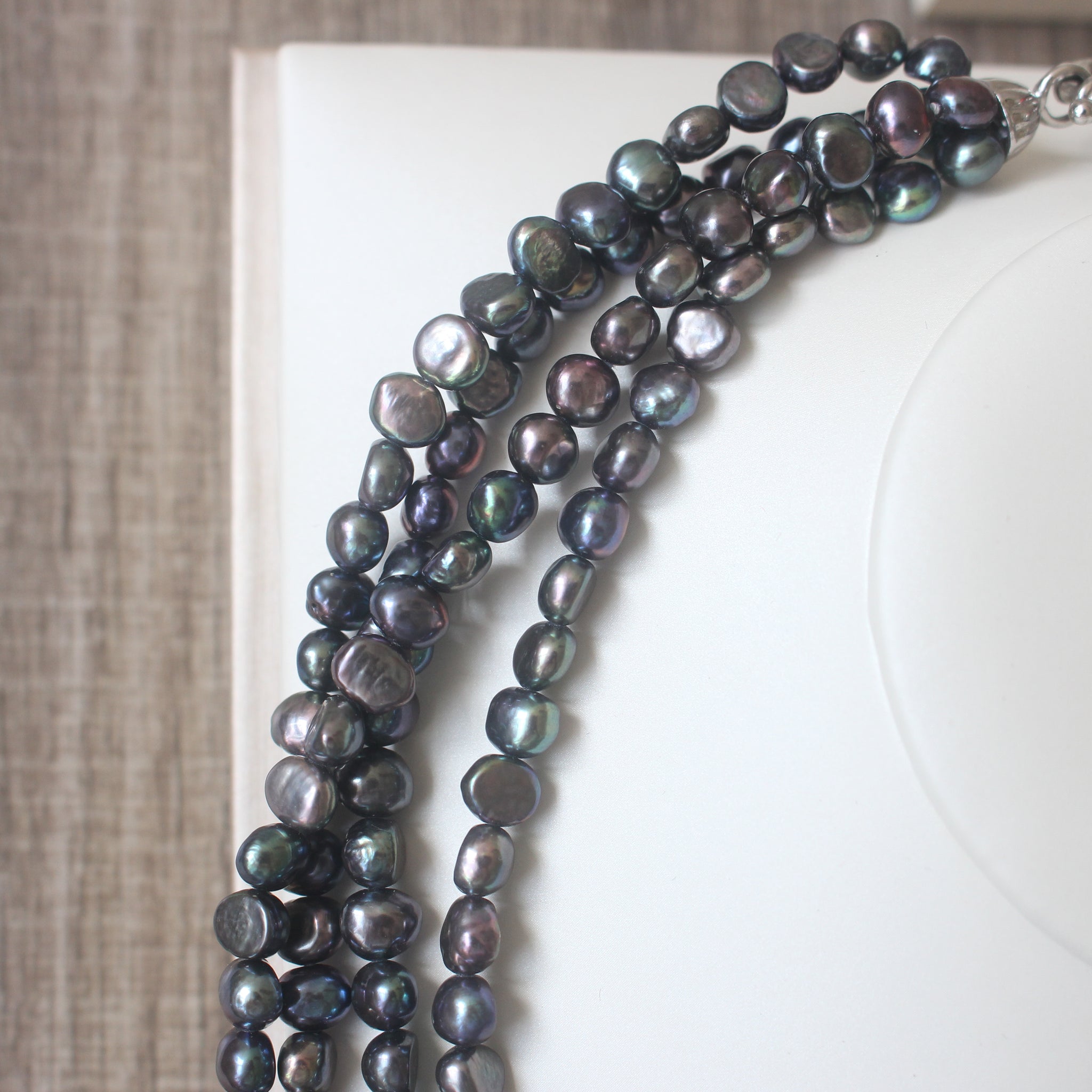 Dyed Black Freshwater Pearl Multi Layered Necklace