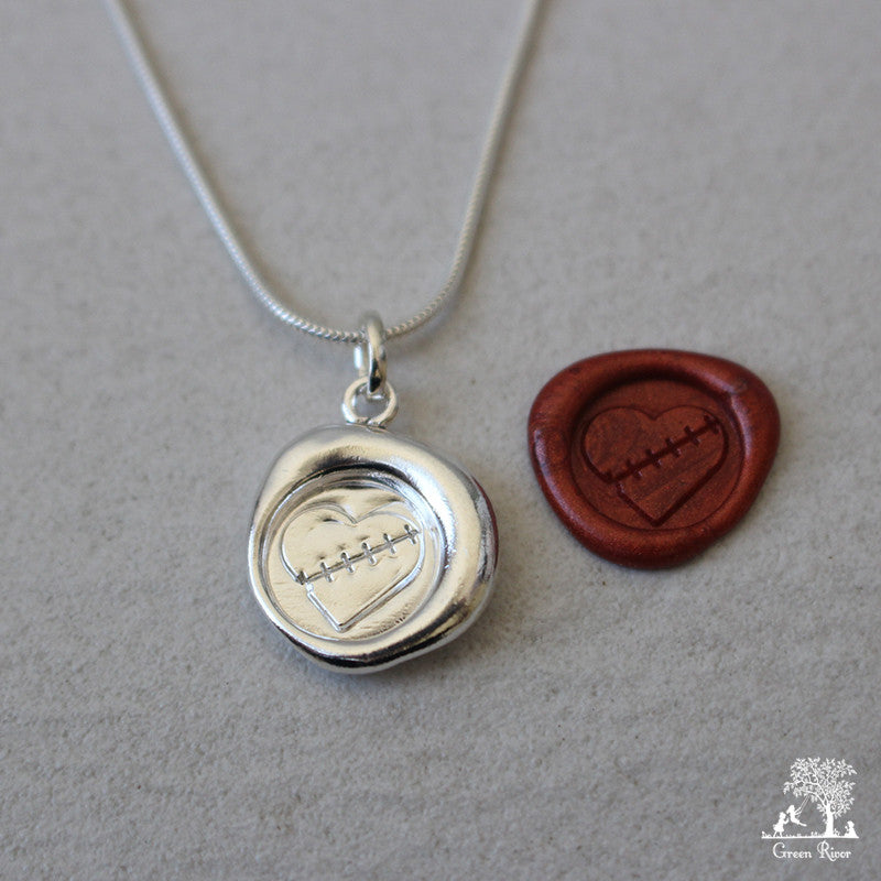 Healing Heart Sterling Silver Wax Seal Necklace