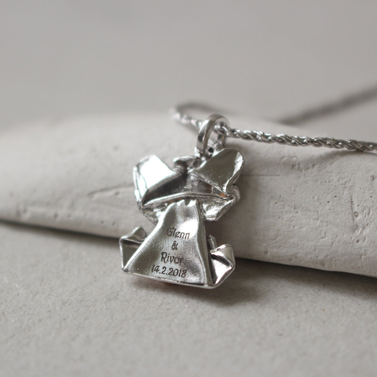 Bear My Love - 925 Silver Origami Bear My Love Necklace (Big/Silver/Gloss)