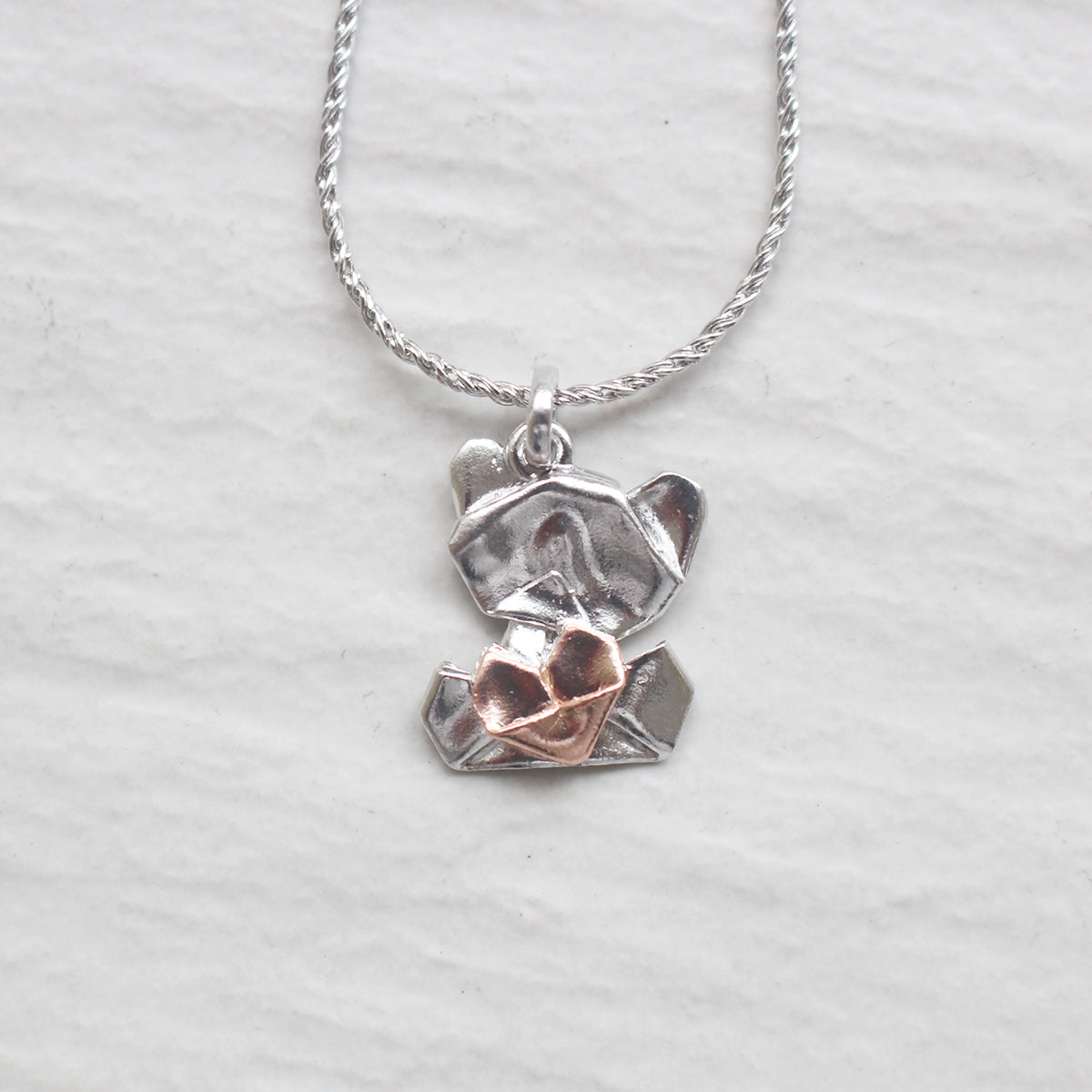 Bear My Love - 925 Silver Origami Bear My Love Necklace (Big/Silver/Gloss)