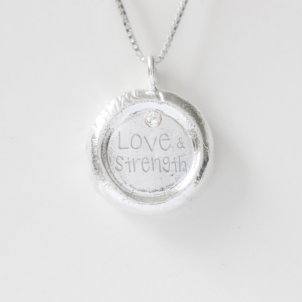 Love and Strength - Empowerment Diamond Silver Necklace