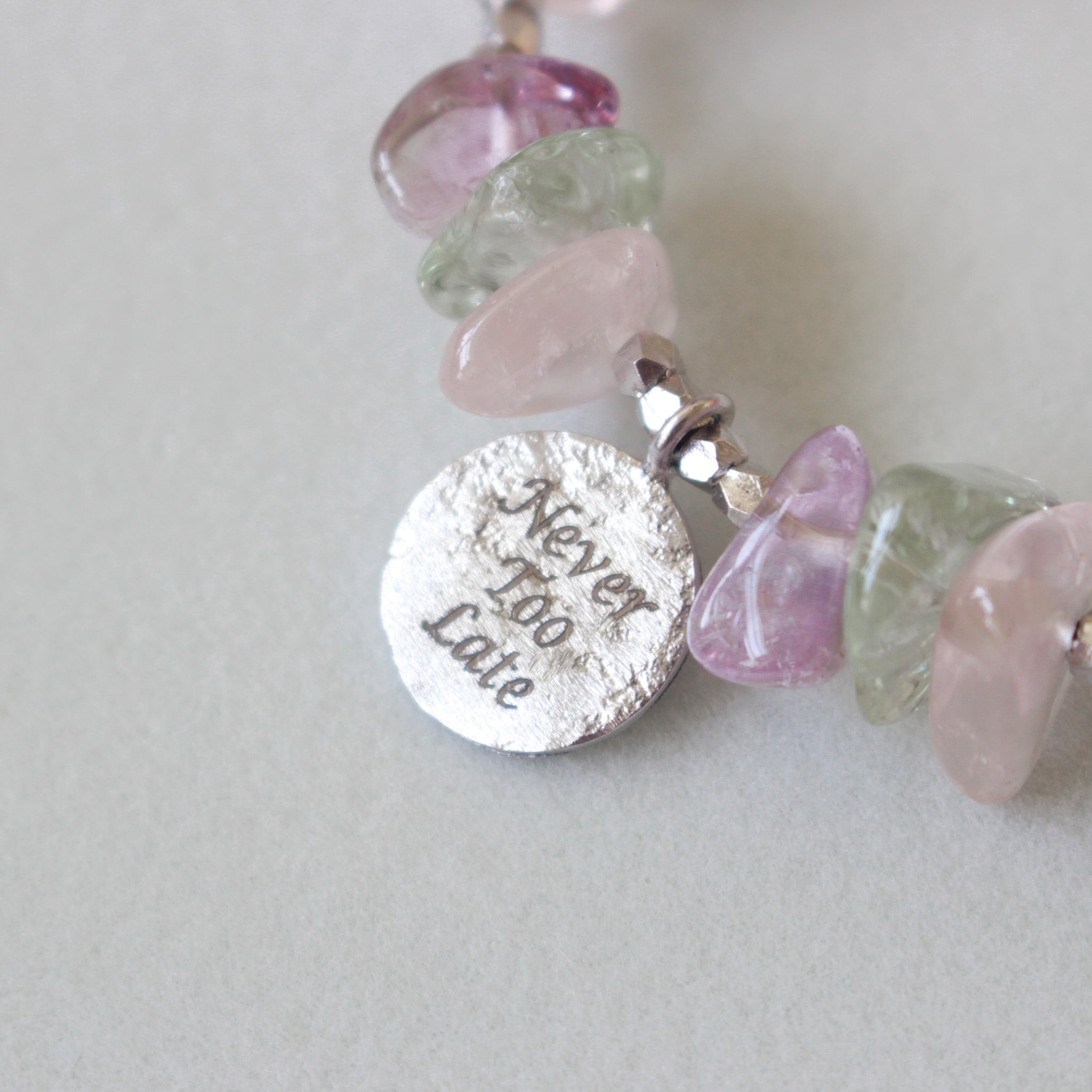 Make A Wish Bracelet - Candy Color Crystals with Engraved Silver Charm Elastic Bracelet
