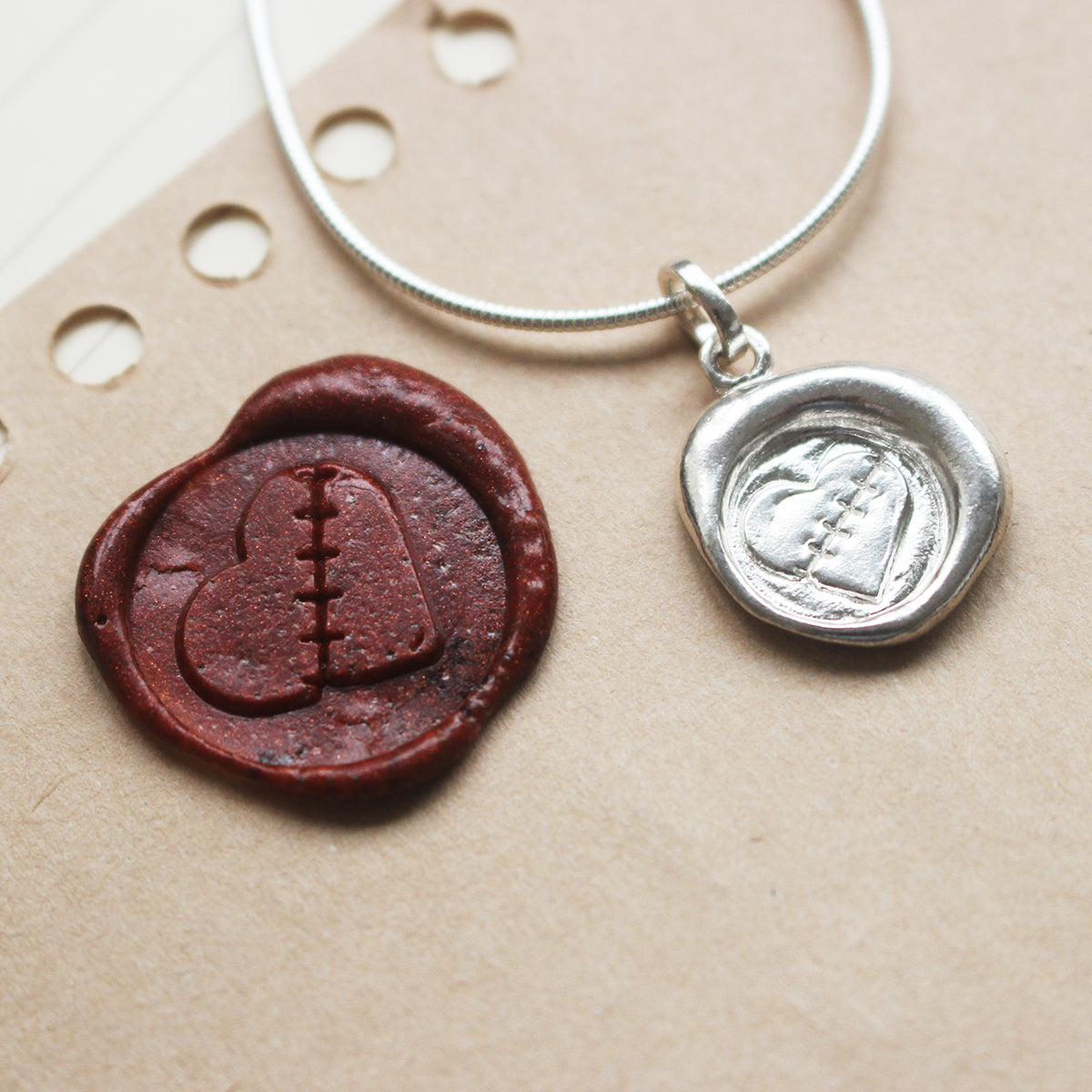 Healing Heart Sterling Silver Wax Seal Necklace