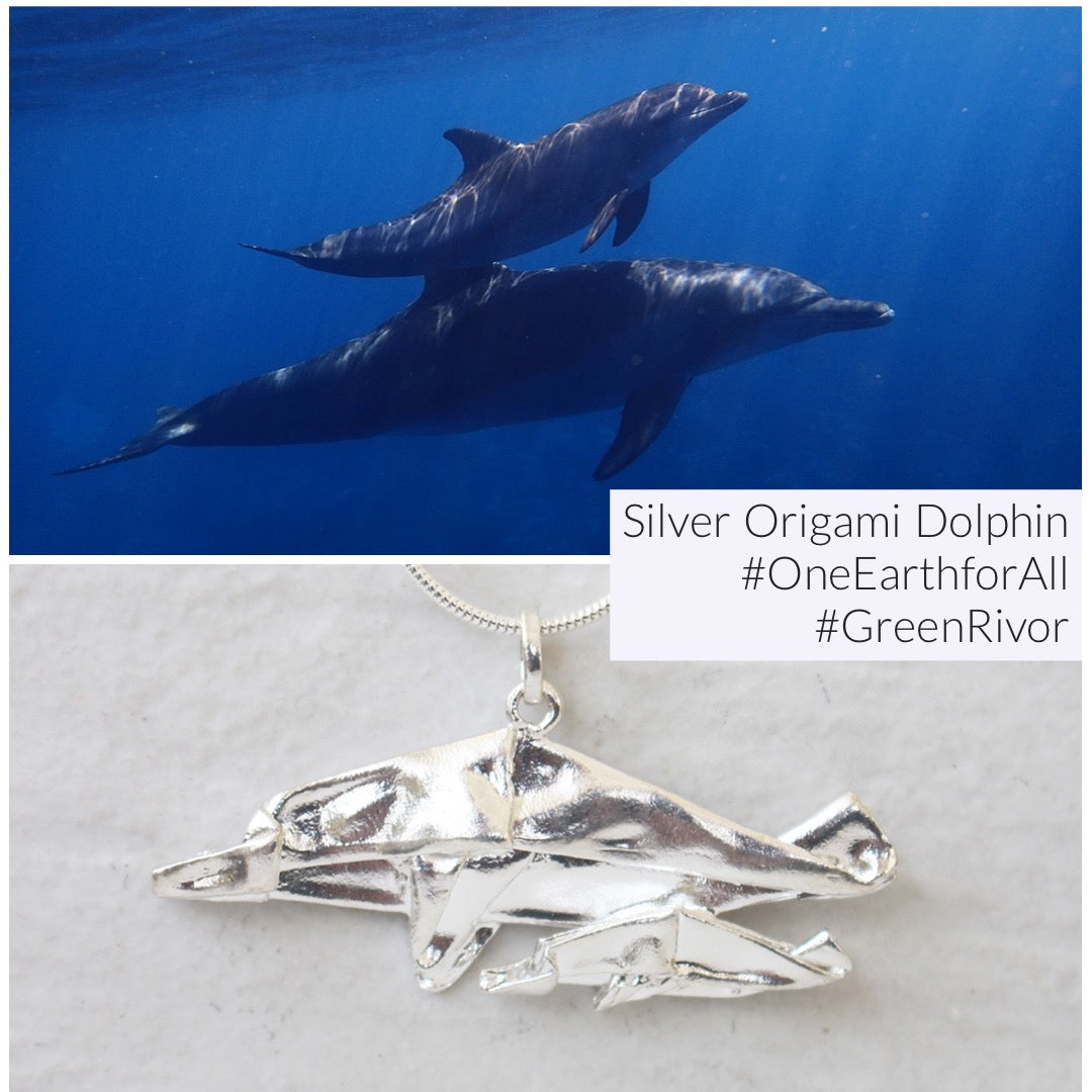 Silver Origami Dolphine Necklace