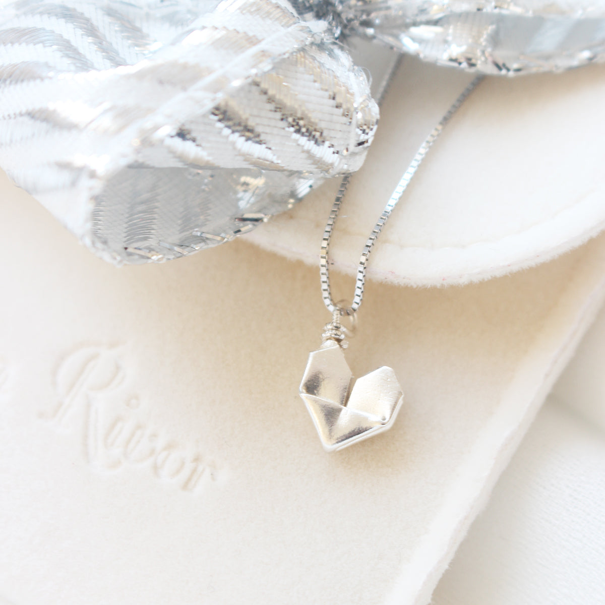 Silver Origami Mini Heart Necklace (8mm)