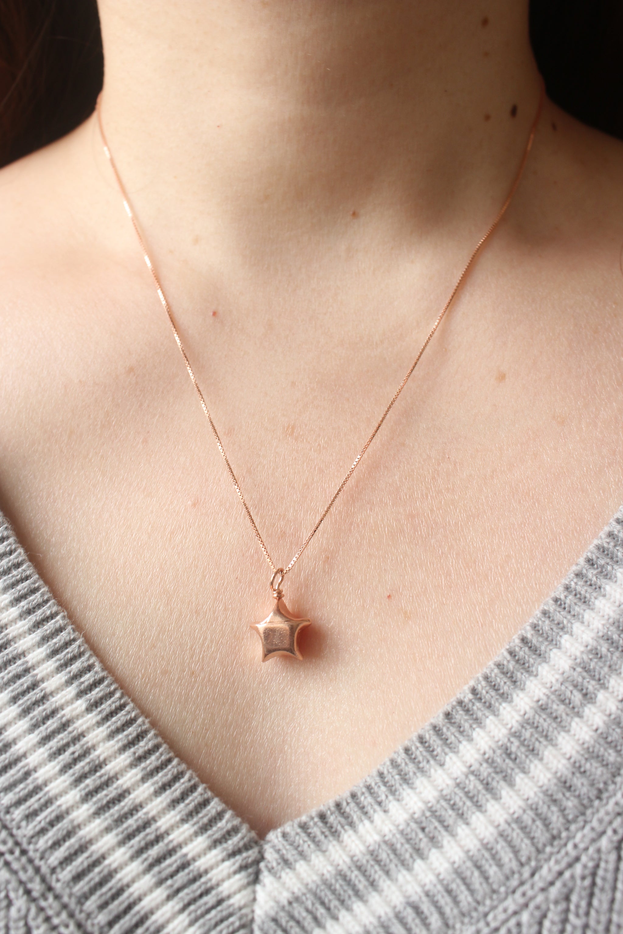 Rose Gold Plated Sterling Silver Origami Lucky Star Necklace