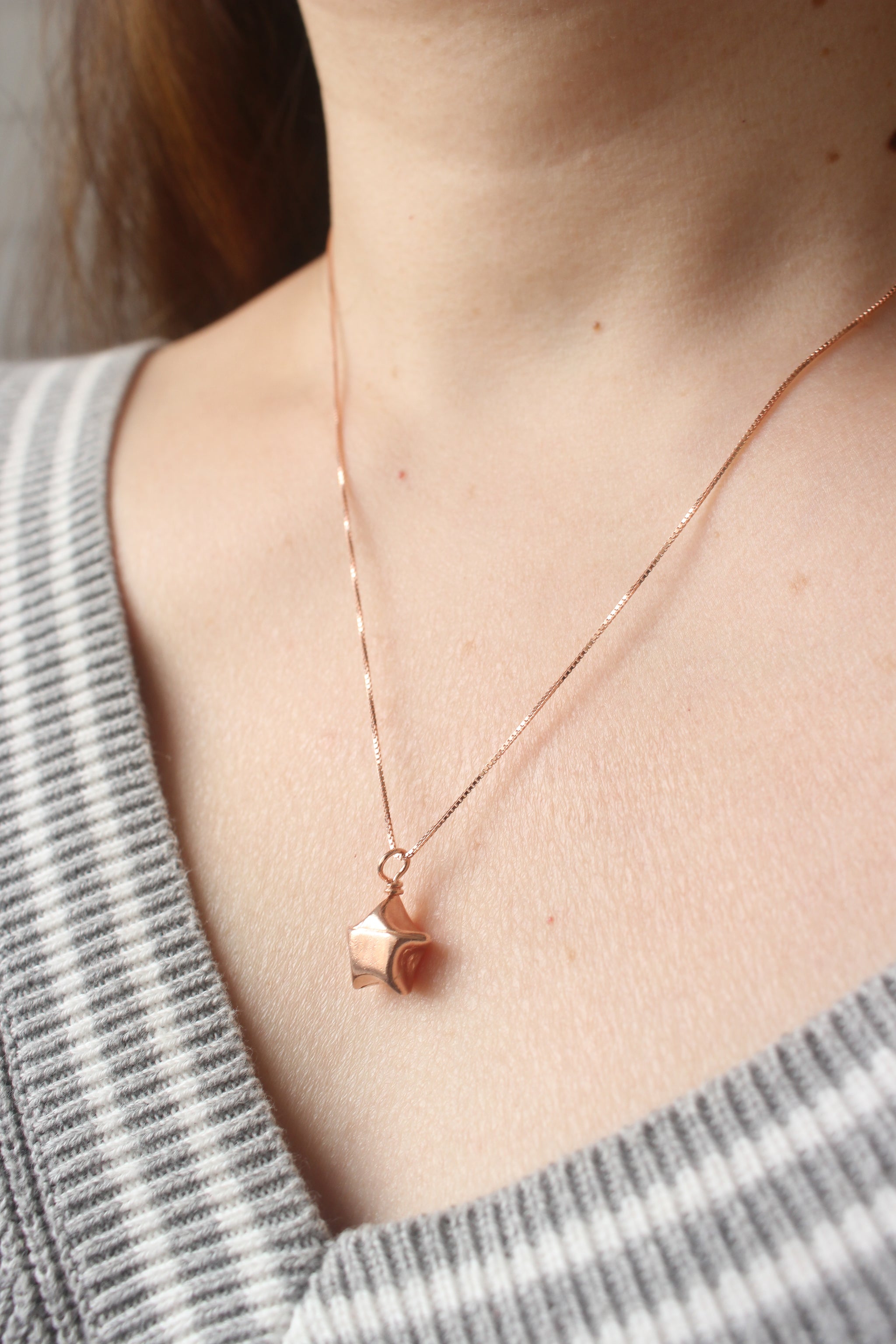 Rose Gold Plated Sterling Silver Origami Lucky Star Necklace