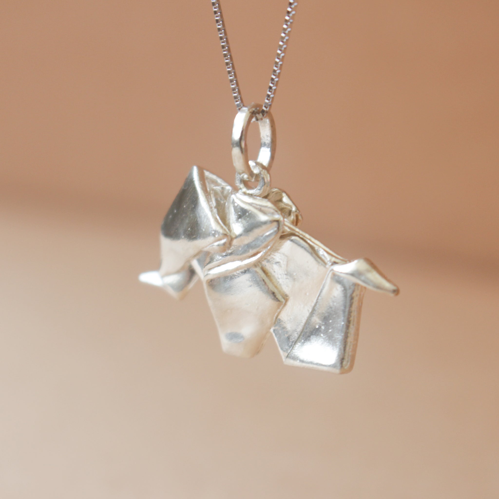 Silver Origami Big Elephant Necklace