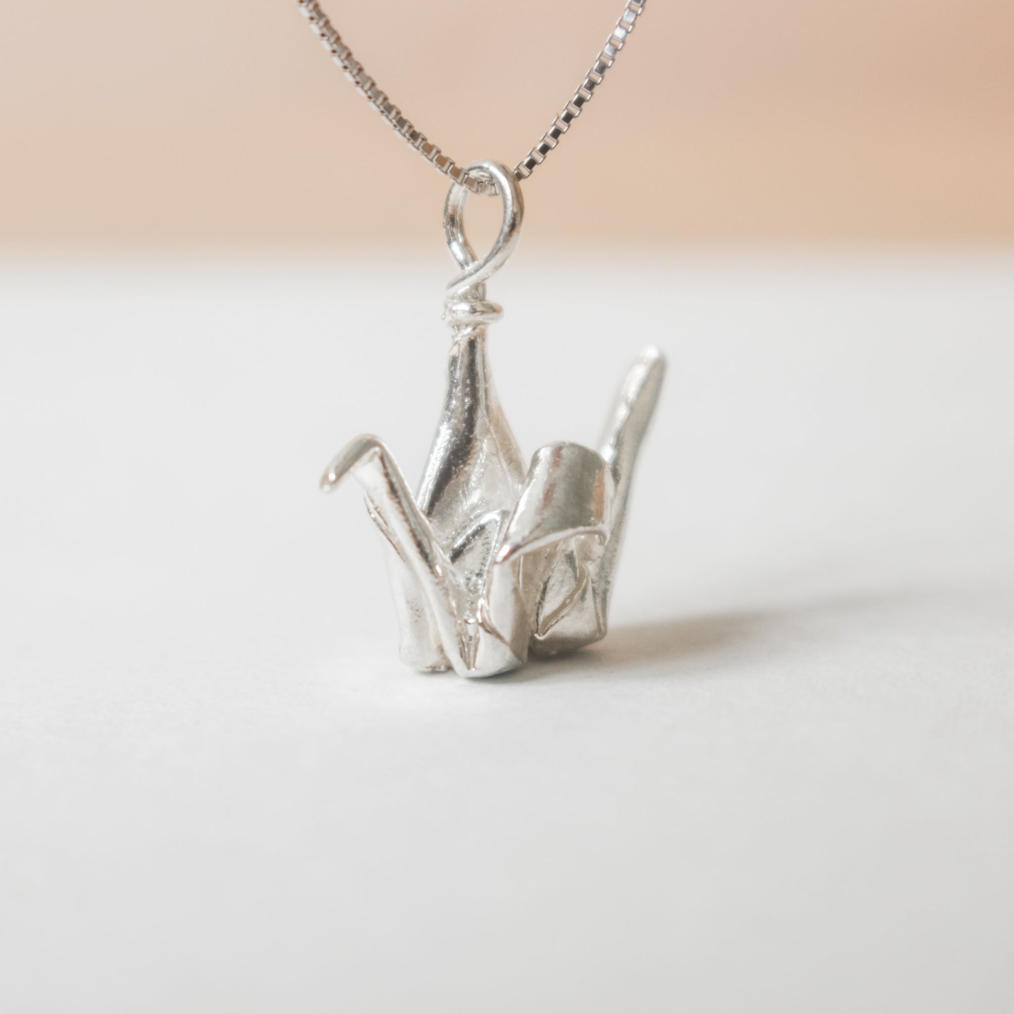 Origami Crane Necklace Silver Origami Crane Necklace Green Rivor