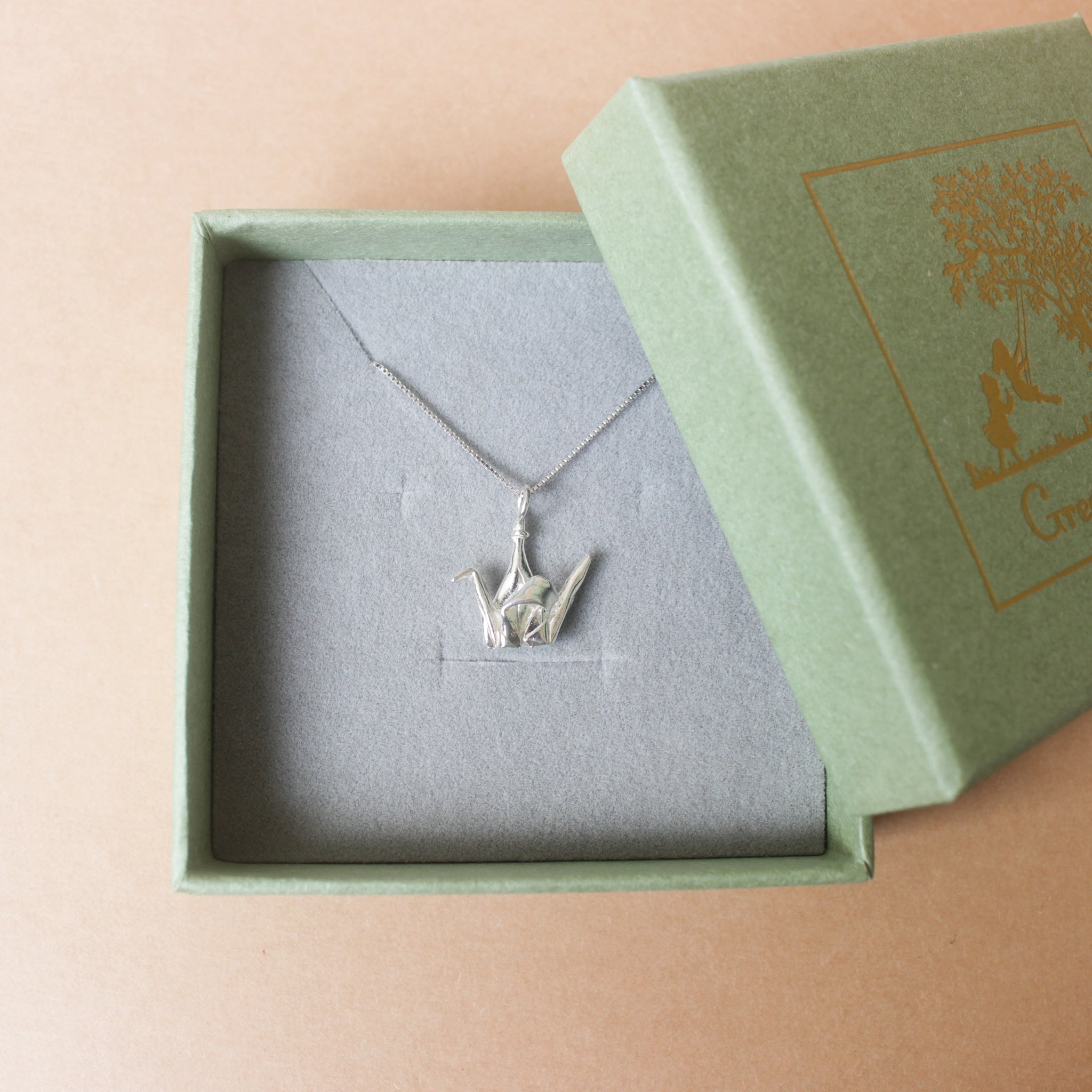 Origami Crane Necklace / Silver Origami Crane Necklace