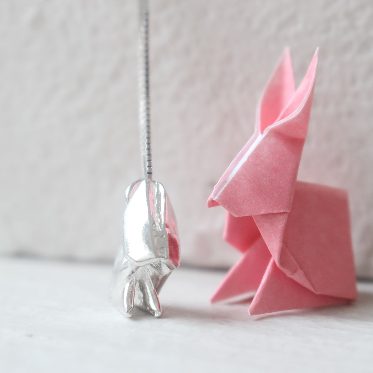 Origami Rabbit Silver Necklace/Silver Rabbit Necklace/Silver Bunny Necklace/Paper-folded Bunny Necklace