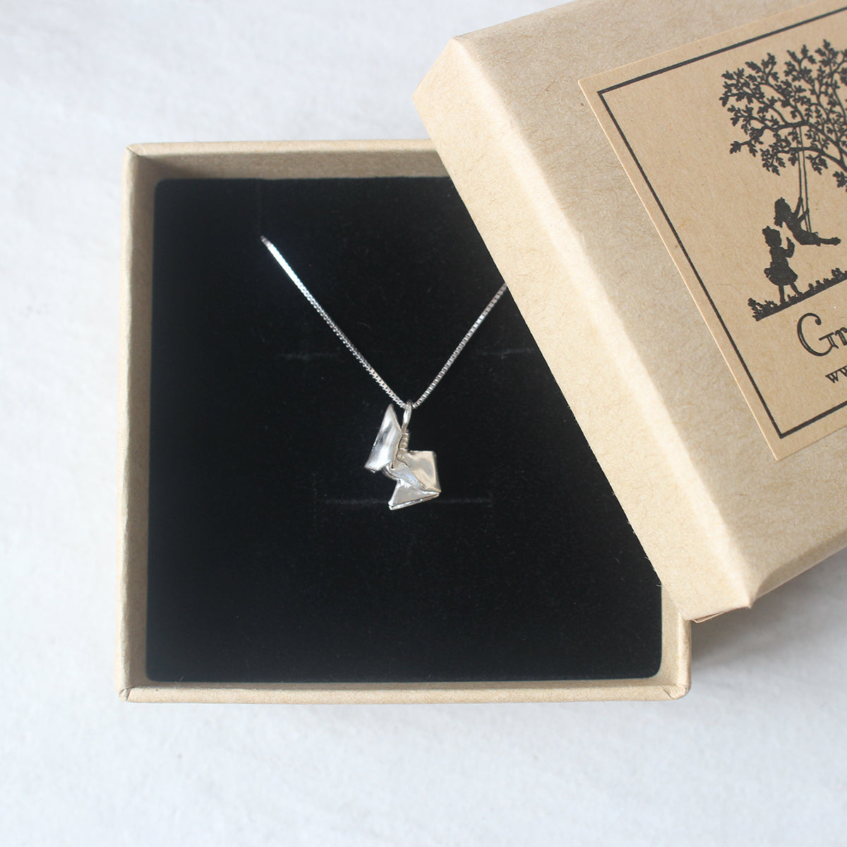 Origami Rabbit Silver Necklace/Silver Rabbit Necklace/Silver Bunny Necklace/Paper-folded Bunny Necklace